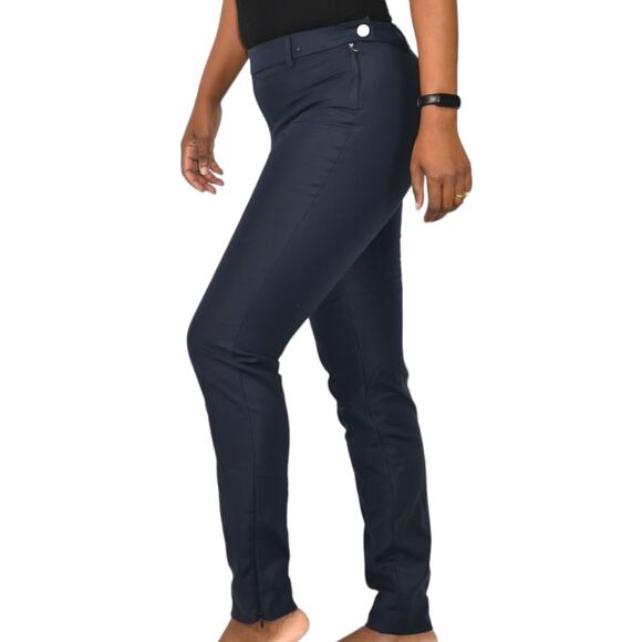 Max Mara Ankle Zip Pant Blue Navy Mid Rise All Seasons Trouser Dress Slim Size 2 - Picture 6 of 15